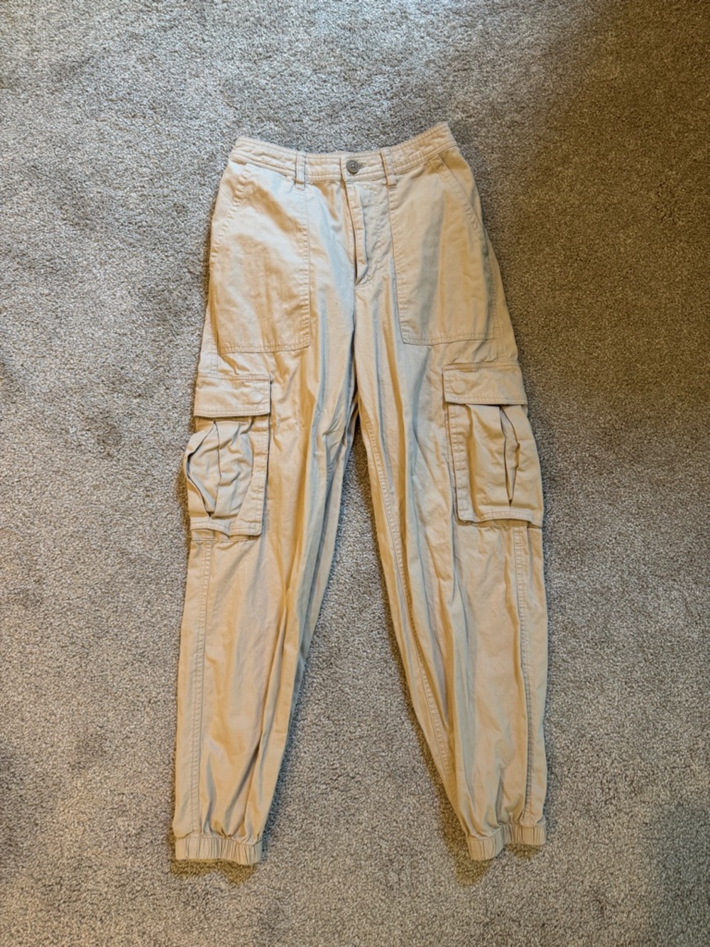 Abercrombie & Fitch Tan Elastic-Waist Cargo Pants